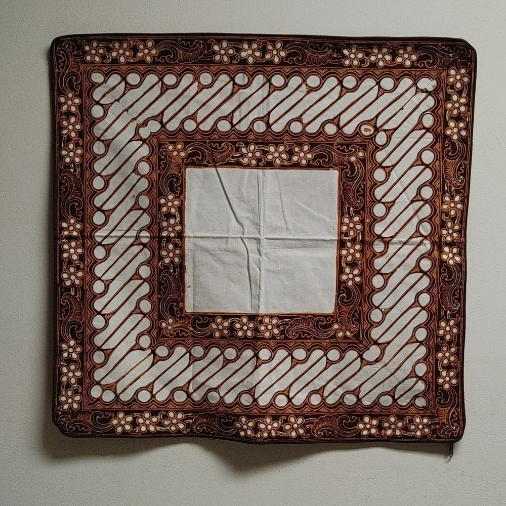 Brown & Off-White Batik Pillow Cover 25.5x24.5